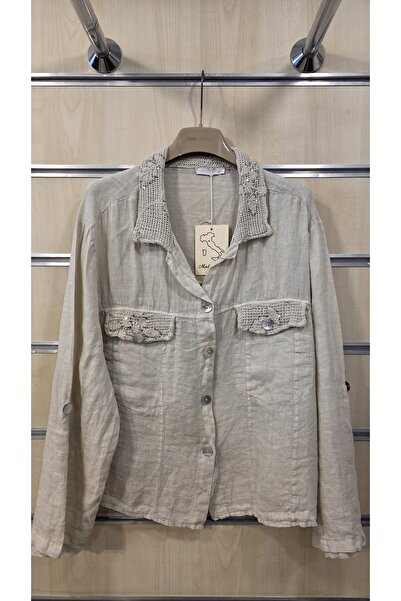 Park Moda Ιταλικό λινό μπουφάν με λεπτομέρεια από κοχύλια