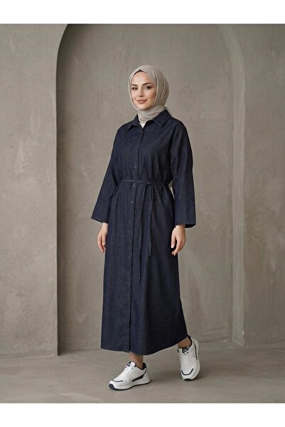 Lunsera Store فستان روبا ديتيل - أزرق داكن