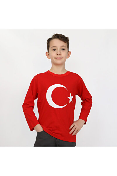 PEKA unisex çocuk türk bayraklı uzun kol tişört