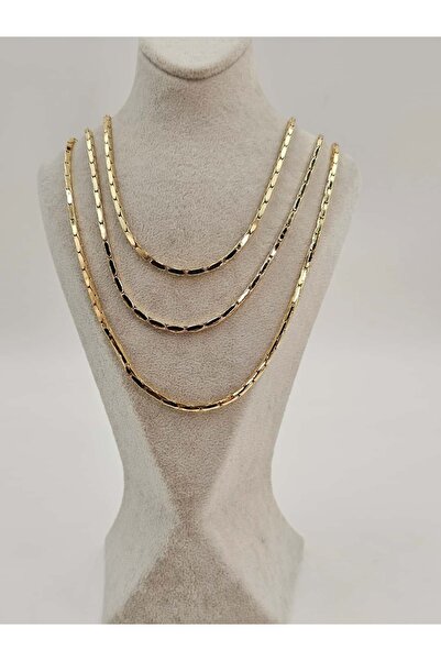 FA LORA TAKI Altın Kaplama Geçme Boru Zincir Kolye 40 cm / 50 cm / 60 cm Parl...