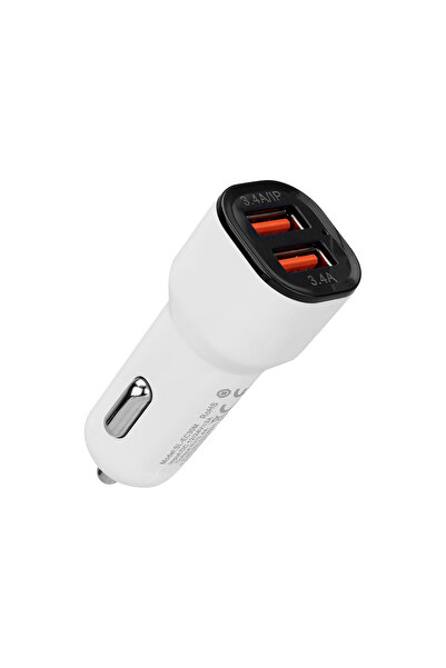 S-LINK SL-EC30T Type-C Kablolu 3.4A 2 USB Beyaz Araç Şarj Cihazı