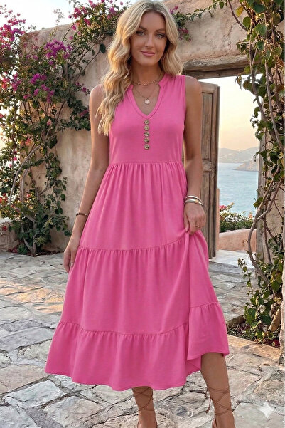 Modayakamoz Νέα σεζόν Γυναικείο φόρεμα μίντι από βισκόζη με χοντρό λουράκι κα...