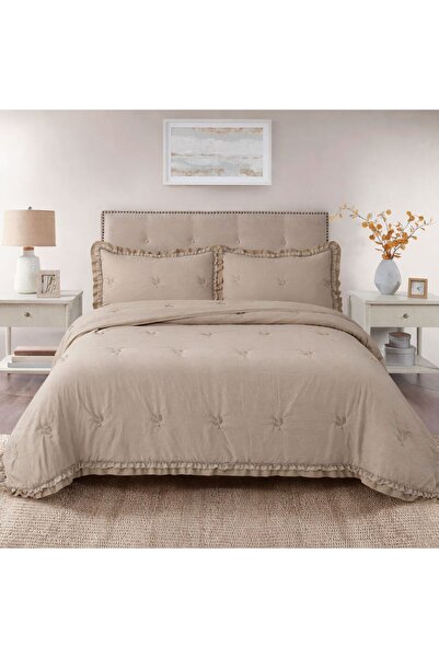 Nevore Home Perla Çiçek Desenli Çift Kişilik Yatak Örtüsü Seti 240x260 cm - V...