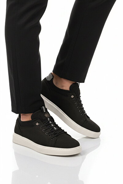 Aspor Black Nubuck Genuine Leather Men's Casual Shoes