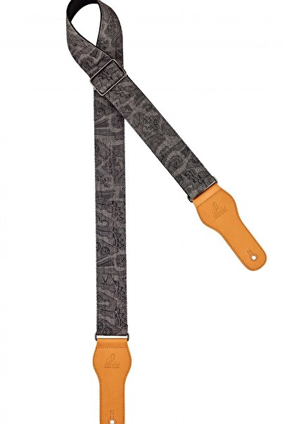 Ortega OCS-300 Ανθρακί Βαμβακερό Λουρί Κιθάρας, Ρυθμιζόμενο 49 χιλιοστά, Κορυ...