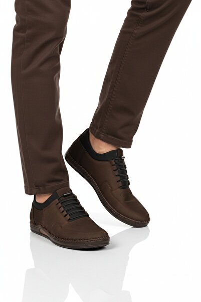 Aspor Brown Nubuck Genuine Leather Gel Sole Men's Casual Shoes
