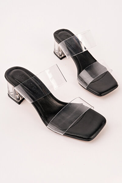 Madam Tarz Παντόφλες με χαμηλό τακούνι και διαφανή λουράκια BLN-ŞF