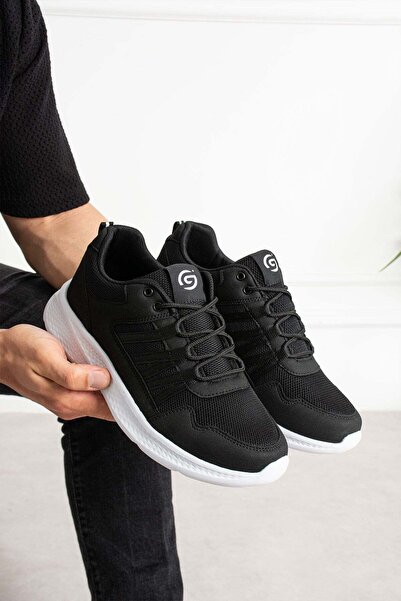 Golder Ανδρικά αθλητικά παπούτσια καθημερινής άνετης σόλας Μαύρο Λευκό