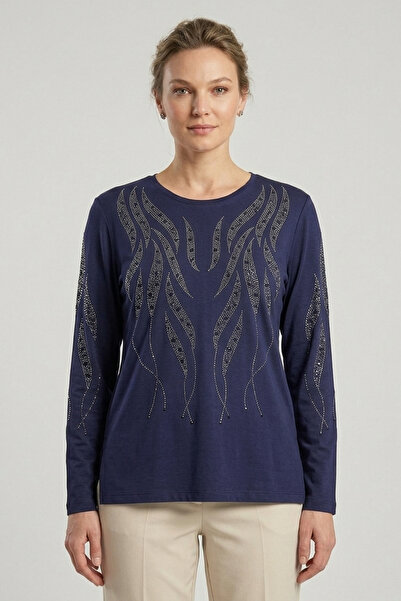 Ravencia Women's Spiral Stick Patterned Collar and Skirt, Stone Embroidered, ...