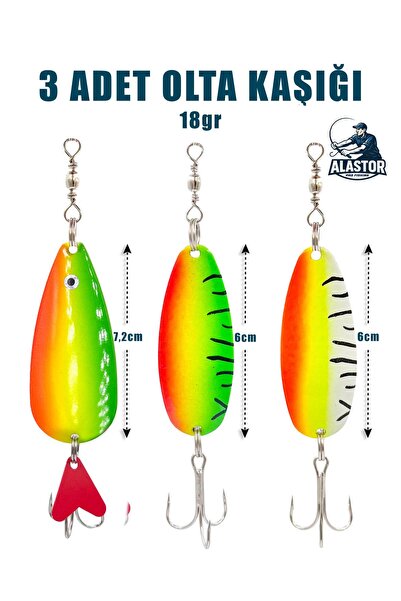 ALASTOR Suni Balık Yemi Olta Kaşığı 3 Adet Karışık Renk 18gr
