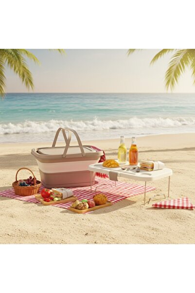 Simply Now 30L Katlanabilir Piknik & Kamp Kutusu – Sehpalı Organizer 45x29x24 cm