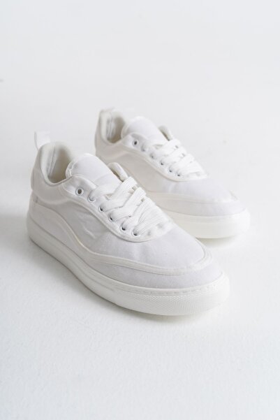 pabucmarketi Lace-Up Linen Men's Sneakers White White