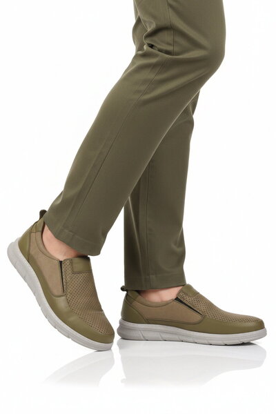 Aspor Khaki Genuine Leather Men's Casual Shoes