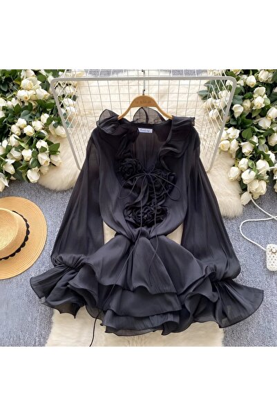 Friday Mood Γυναικείο φόρεμα σιφόν με λεπτομέρειες σε ροζ απόχρωση