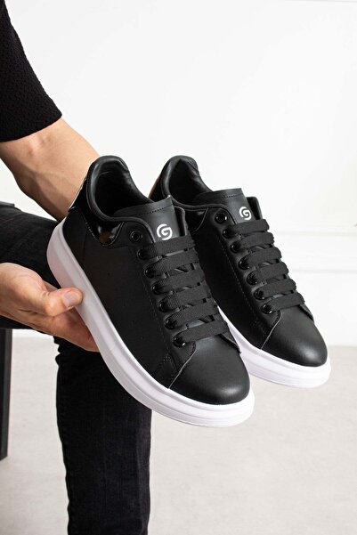 Golder Ανδρικά αθλητικά παπούτσια καθημερινής άνετης σόλας Μαύρο Λευκό