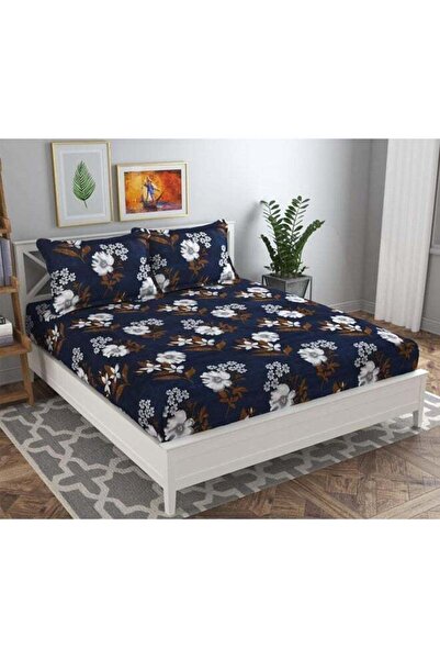 BSB Glace Cotton 180 TC Big Flower Printed Single Bedsheets with 1 King Size ...