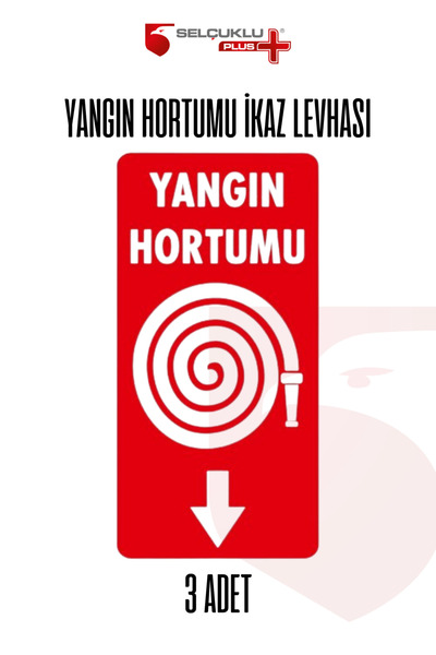 Selçuklu Plus 3-Piece Photoluminescent Fire Hose Warning Sign 28.5X12 Thick P...