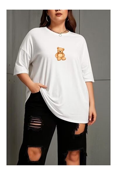 By Layina Bear Printed Large Size Women's Oversize T-Shirt / T-Shirt