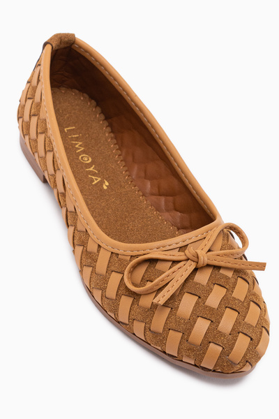 Limoya Γυναικείες μπαλαρίνες Amelia Tan Suede με φιόγκο