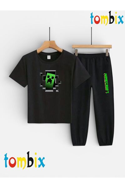 tombix SET PENTRU COPII: TRICOU CU IMPRIMEU ÎN FORMĂ DE VERDE, PANTALONI DE T...