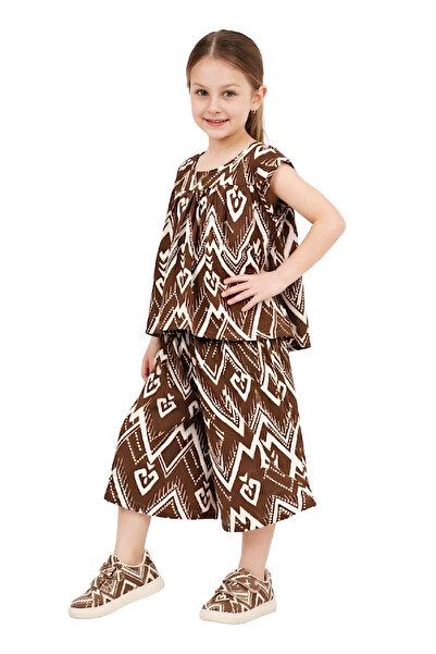 MODANINO Set pentru fete cu pantaloni capri largi și detalii cu imprimeu, vâr...