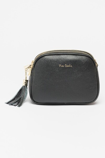Pierre Cardin Leather Crossbody Bag with Tassel, Black