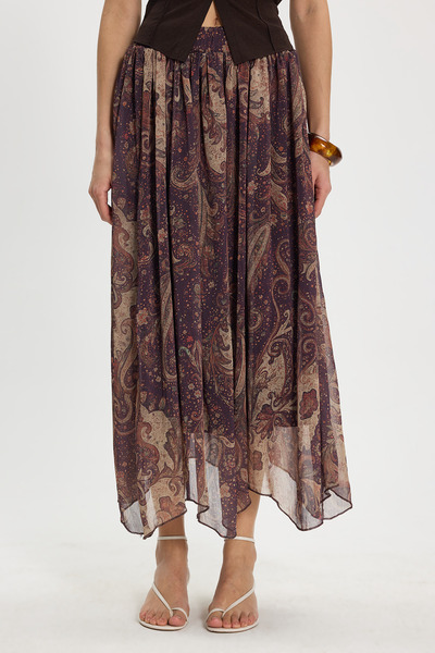 Tudors Γυναικεία φούστα μίντι σιφόν με ελαστική μέση και μοτίβο Relax Fit