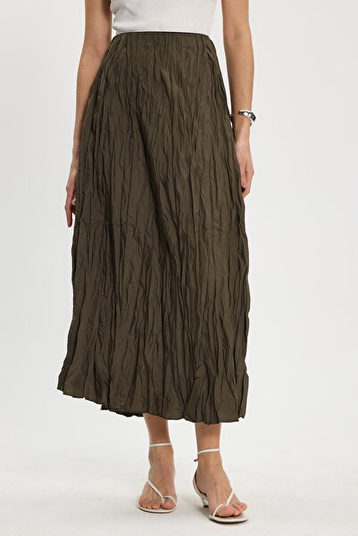 Tudors Γυναικεία φούστα με άνετη εφαρμογή, ελαστική μέση, μήκος μίντι, χακί, ...