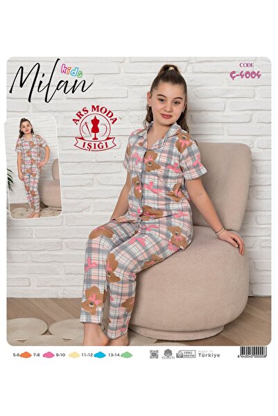 ars moda ışığı Milan Multicolored Teddy Bear Patterned Half-Buttoned