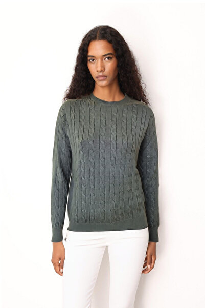 Desen Triko Γυναικείο πλεκτό πουλόβερ με λαιμόκοψη σε σχήμα Ο και πλέξη μέντα...