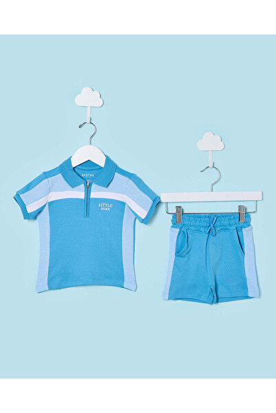 REDTAG Infant Boys Blue Polo T-shirt And Shorts Set