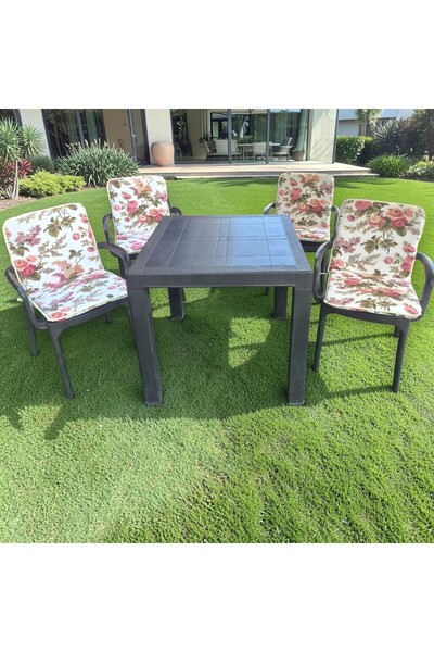 kapella وسادة كرسي فاخرة مع ظهر مبطن 4 قطع 4 سم إسفنجي بلون الورد الإنجليزي 4...