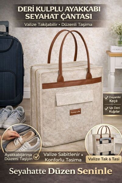 Funny Life Δερμάτινη τσάντα ταξιδιού με λαβή, προσαρμόσιμη για βαλίτσα, τσάντ...