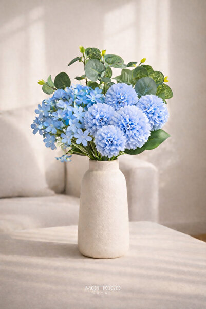 Mottogo Μπουκέτο τεχνητών λουλουδιών σε μπλε αποχρώσεις από χρυσάνθεμο, εμαγι...