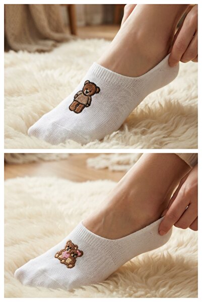 armonika Σετ 2 τεμαχίων από βαμβακερές μαλακές κάλτσες μπαλαρίνας με κέντημα ...