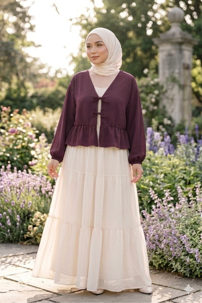 CNG MODA Πουκάμισο κιμονό με βολάν και δέσιμο μπροστά