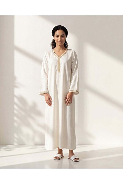 REDTAG جلابية نسائية كريمية مع تطريز