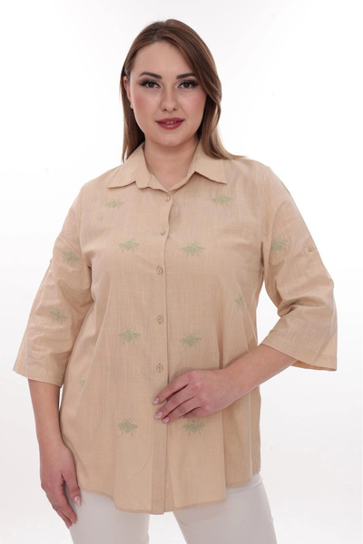 Lady Majestic Γυναικείο πουκάμισο μεγάλου μεγέθους, 100% βαμβάκι, με λεπτομέρ...