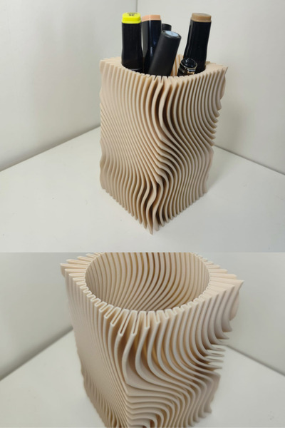 crafts3dstudio حامل أقلام وزهرية زخرفية حديثة بتصميم متموج ثلاثي الأبعاد - من...