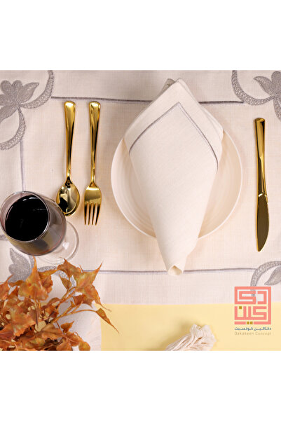 Dakakeen Concept Luxury Dining Set – Gray Lace 12-Piece Placemat & Napkin wit...
