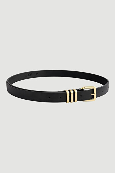 Gusto Metal Bridge Faux Leather Belt - Black