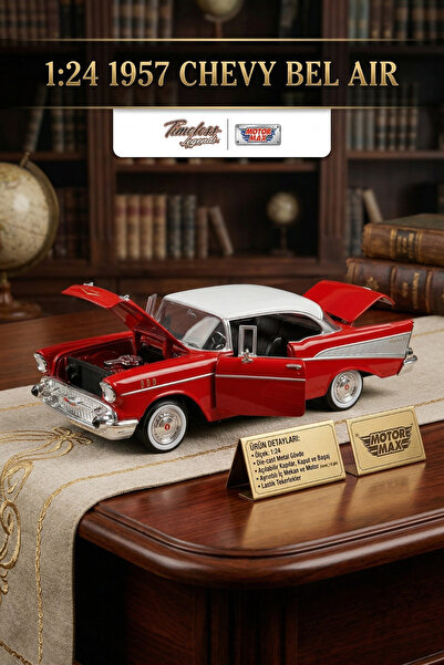 craftivio Motor Max 1:24 1957 Chevy Bel Air Yeşil Die-Cast Metal Klasik Model...