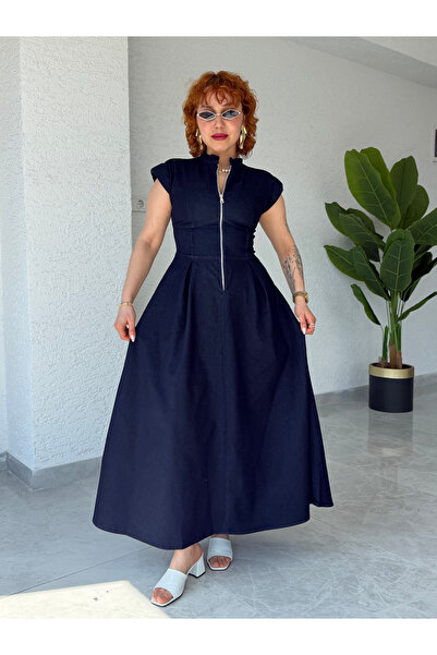 Bak'ap Premium Trend Φόρεμα τζιν με επένδυση και λεπτομέρεια με φερμουάρ