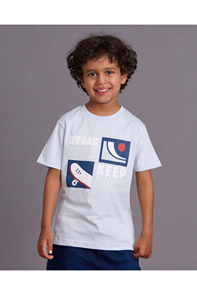 REDTAG Boys White Printed T-Shirt
