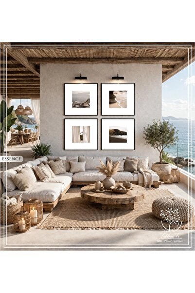 Tablomtr Essence- Dijital Baskılı Siyah Metal Çerçeveli Gerçek Camlı 4'lü Dek...