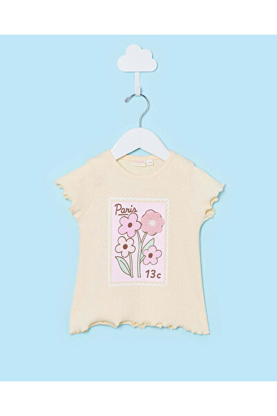REDTAG Infant Girls Yellow Rib T Shirt