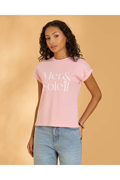 REDTAG Women Pink Mer Soleil Printed T-Shirt
