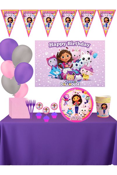 HAPPYLOOPPARTY Gabby Dallhouse Gabby'in Hayal Evi Afişli 32 Kişilik Doğum Gün...