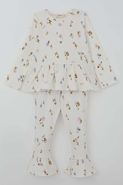 Breeze Κοριτσίστικο σετ καλσόν με λουλουδάτο σχέδιο και λεπτομέρεια βολάν στο...