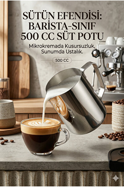 PİNUKS Barista Art: 500ml Paslanmaz Çelik Profesyonel Süt Potu - Kusursuz Köpük